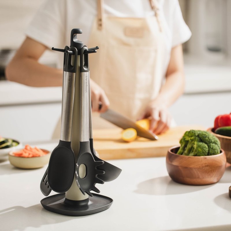 EASY KITCHEN 可旋转吊挂式硅胶厨具6件组 - 厨房用具 - 硅胶 黑色
