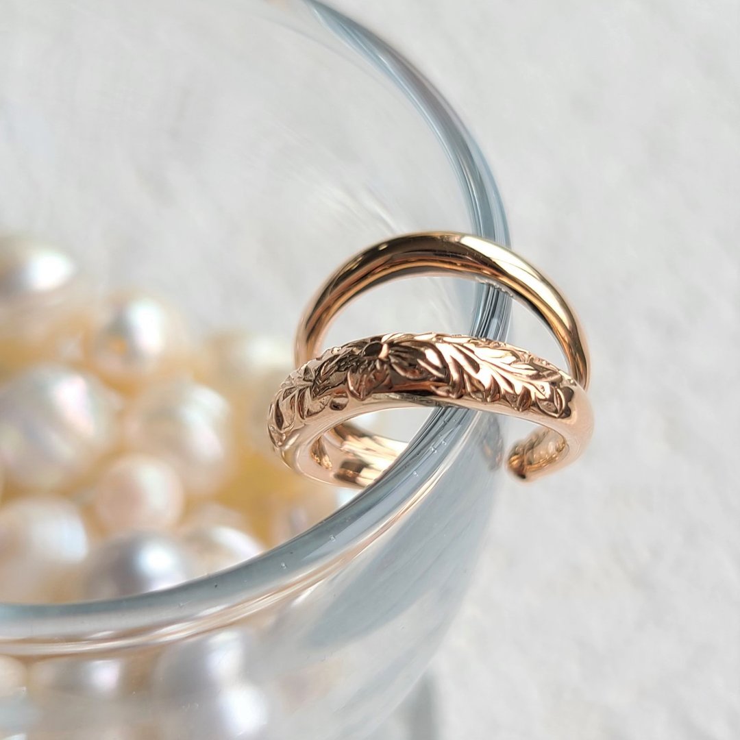 Maile's double Hawaiian ear cuff / Pink Gold - 耳环/耳夹 - 纯银 粉红色