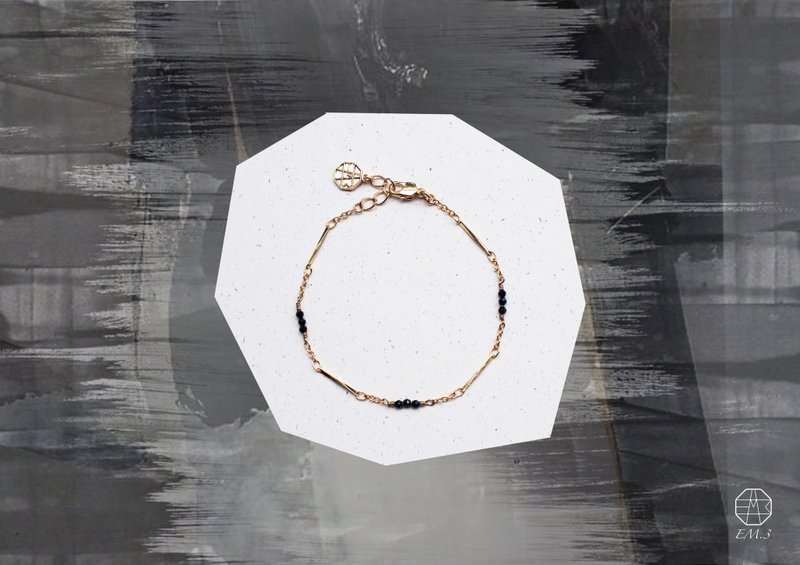 7月诞生石-Spinel黑色尖晶石鱼子系列22K手链 - 手链/手环 - 宝石 黑色