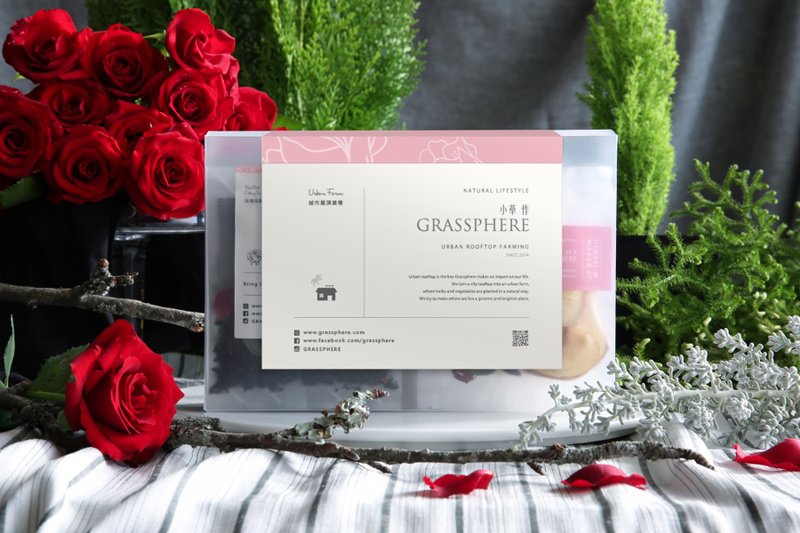 ❖小草作❖ 香草玫瑰组合 (赠冷泡瓶) - 茶 - 新鲜食材 粉红色