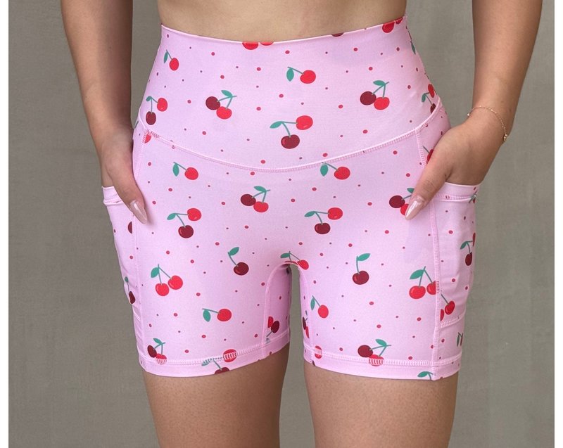 【SILVERWIND】樱粉甜心印花高强紧身裤速干跑步健身瑜伽短裤 - 女装运动内衣 - 环保材料 多色