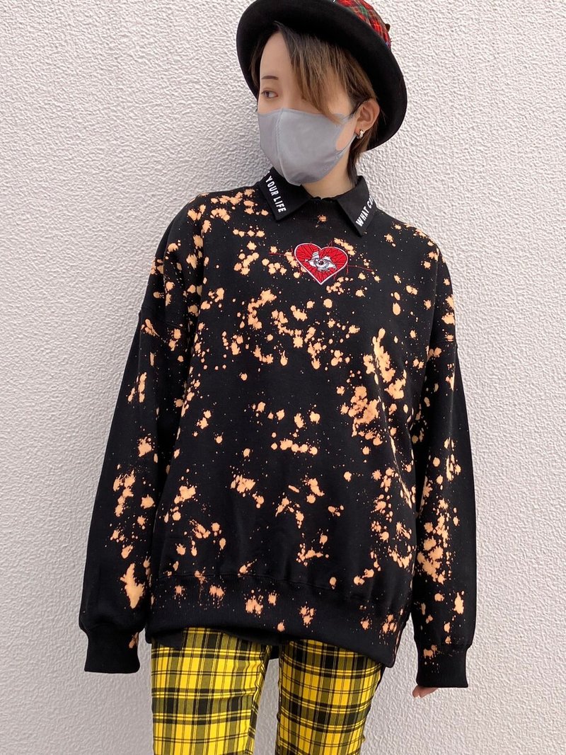 漂白套头衫/黑/F 码/hellcatpunks/hcp-po-0001 - 中性连帽卫衣/T 恤 - 棉．麻 黑色