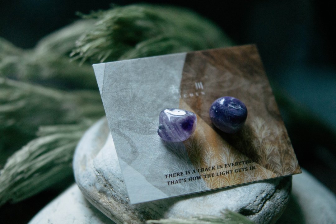 CRACK | 矿物系耳环 |  EARRINGS - 耳环/耳夹 - 玉石 紫色