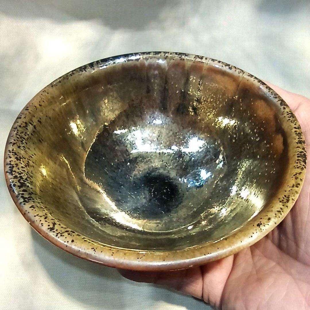 柴烧茶碗天目陈炫亨手作 - 茶具/茶杯 - 陶 金色