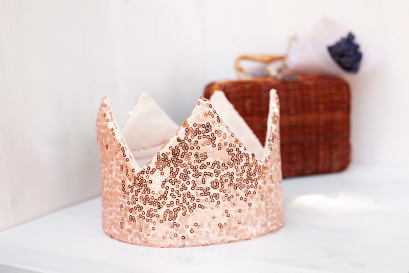 Rose Gold Sequin Crown - 发饰 - 棉．麻 粉红色