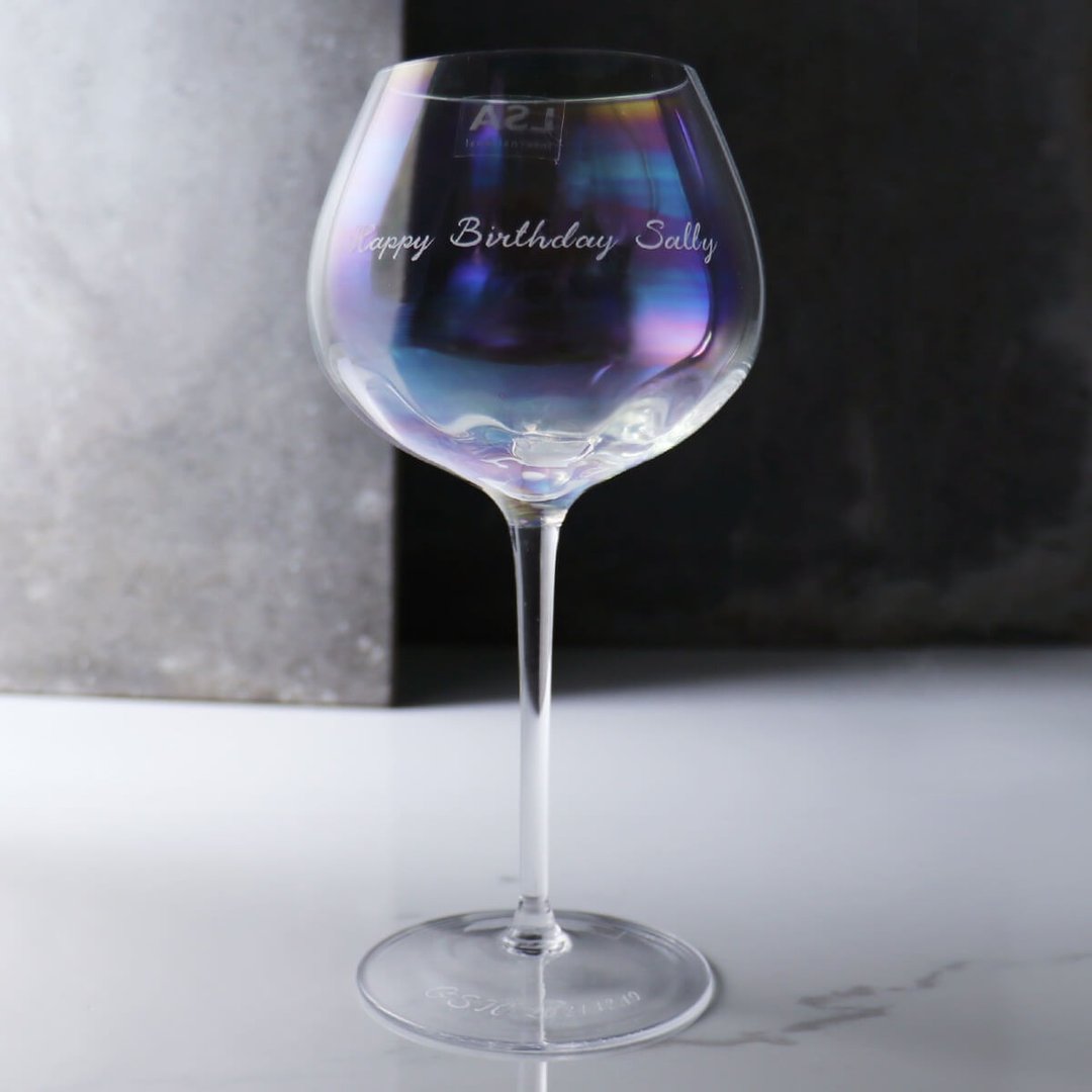 460cc【Rainbow】英国LSA Pearl彩虹刻字红酒杯 渐变手工杯 - 酒杯/酒器 - 玻璃 多色
