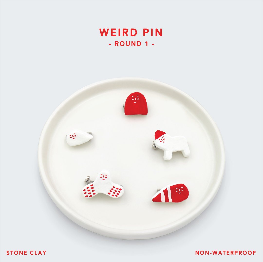 WEIRD PIN 小怪胸针 第一回 - 胸针 - 粘土 白色