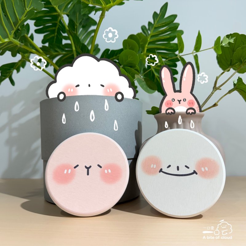 一口云X肥兔鱼圭藻土杯垫 - 杯垫 - 其他材质 白色
