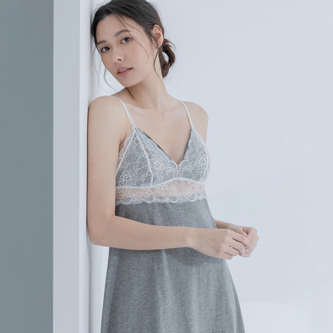 经典款 莫代尔居家细肩洋装-灰色 - 居家服/睡衣 - 其他人造纤维 