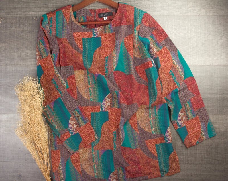 加大码 | 长袖复古女式衬衫|  女士上衣 | 女士复古服装 - 女装衬衫 - 其他材质 绿色