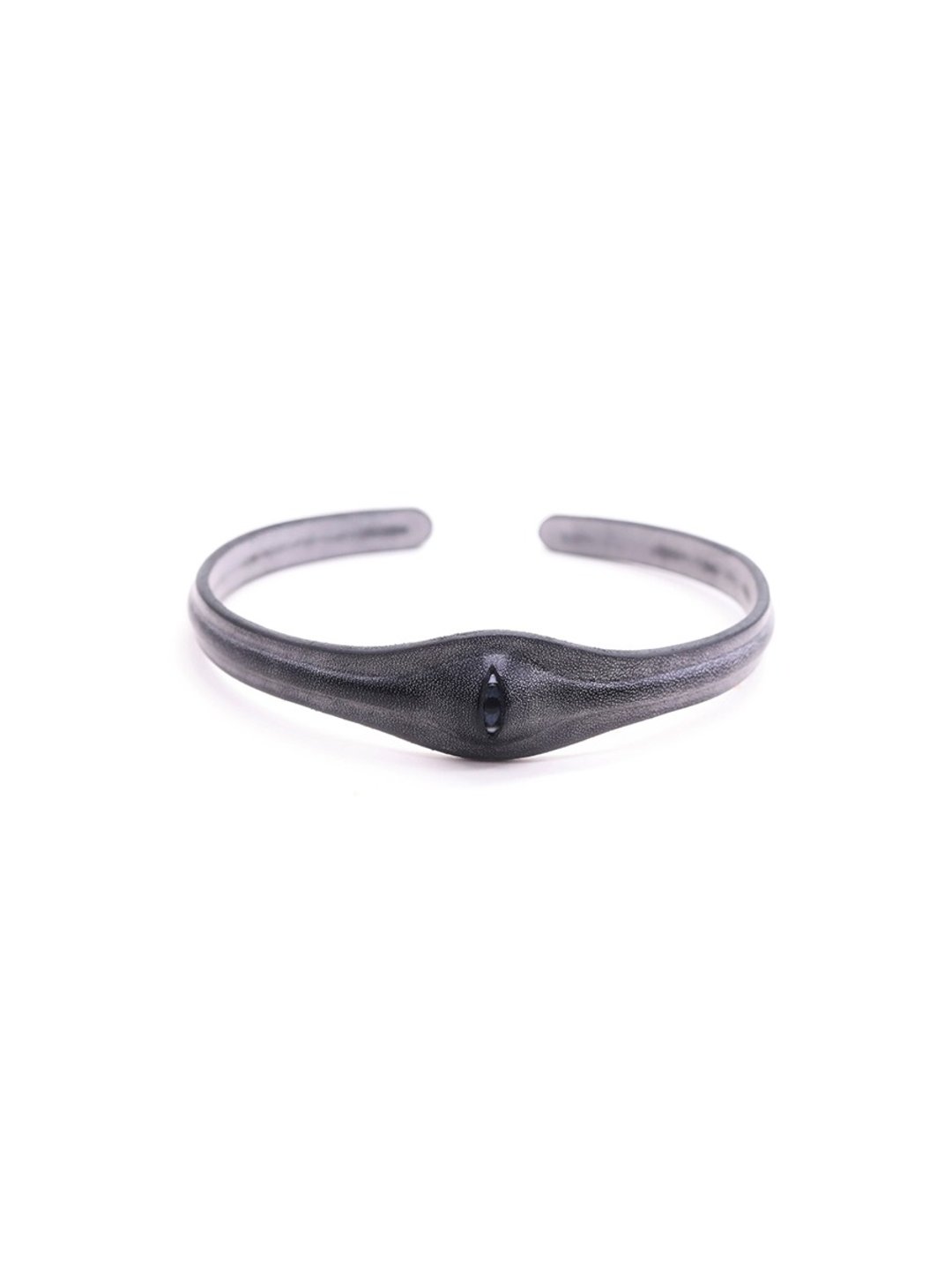 Alleyes Choker 雾黑色 皮革眼珠設計手工頸圈 意大利植鞣牛皮 - 其他 - 真皮 黑色