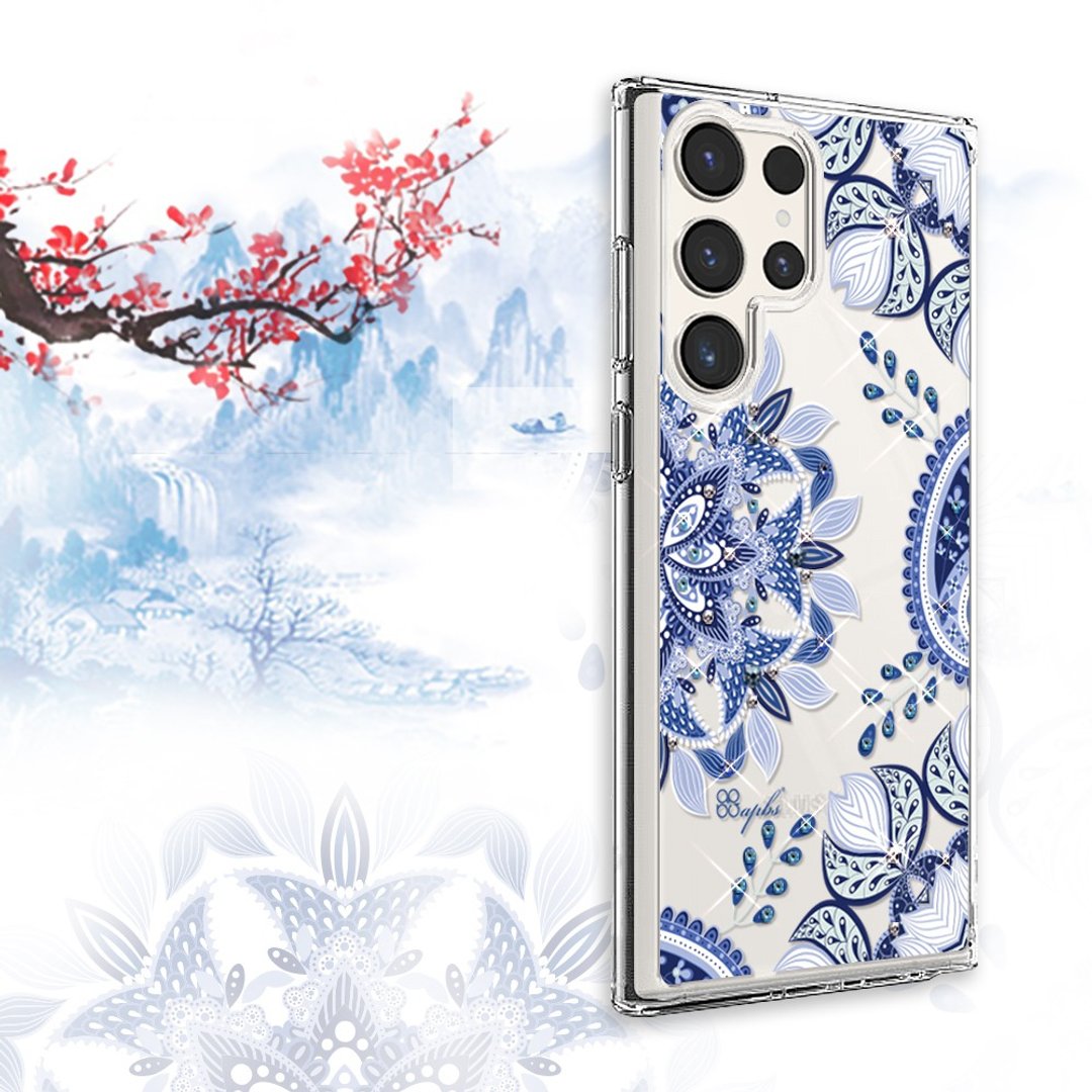 Samsung S26/S25/S24/S23 轻薄军规防摔水晶彩钻手机壳 - 青花瓷 - 手机壳/手机套 - 其他材质 多色