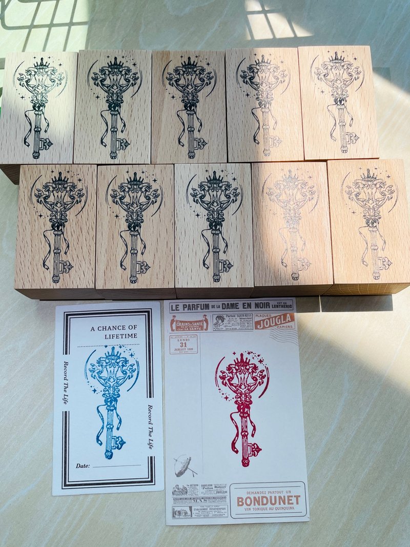 魔法钥匙异形橡胶枫木印章手帐木章 - 印章/印台 - 木头 