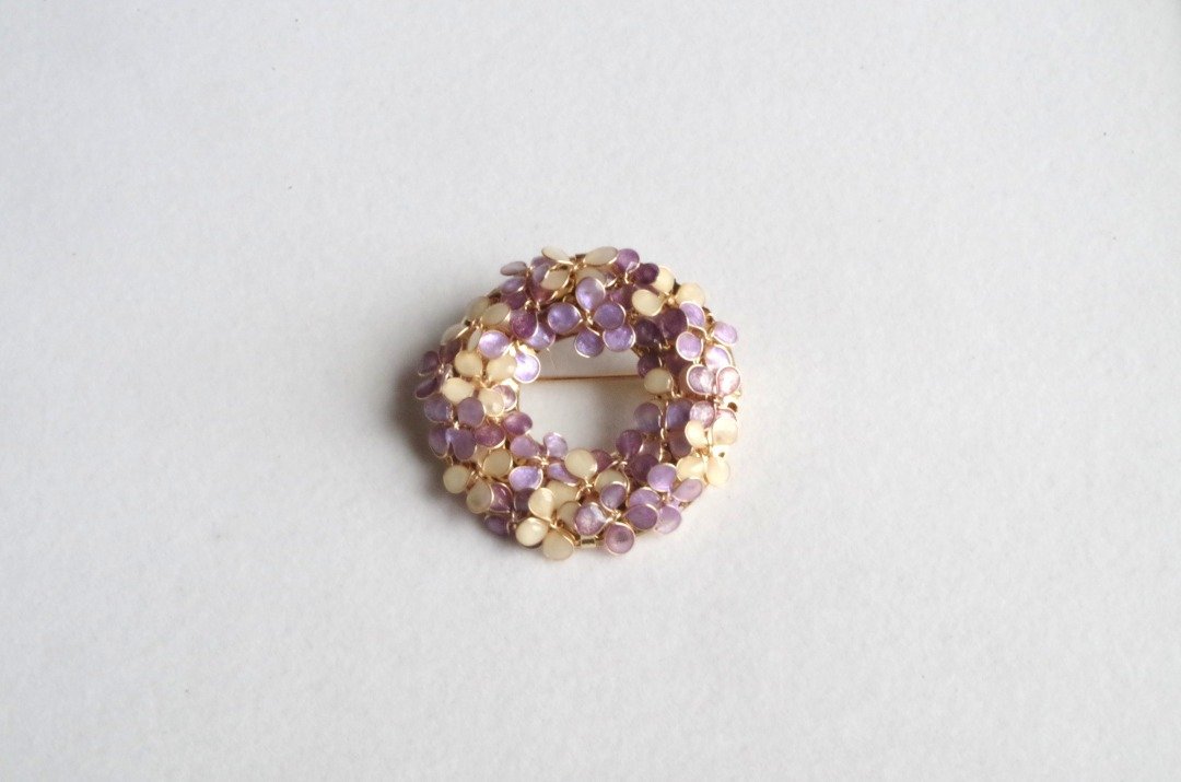 Manicure flower hydrangea brooch purple - 胸针 - 棉 紫色