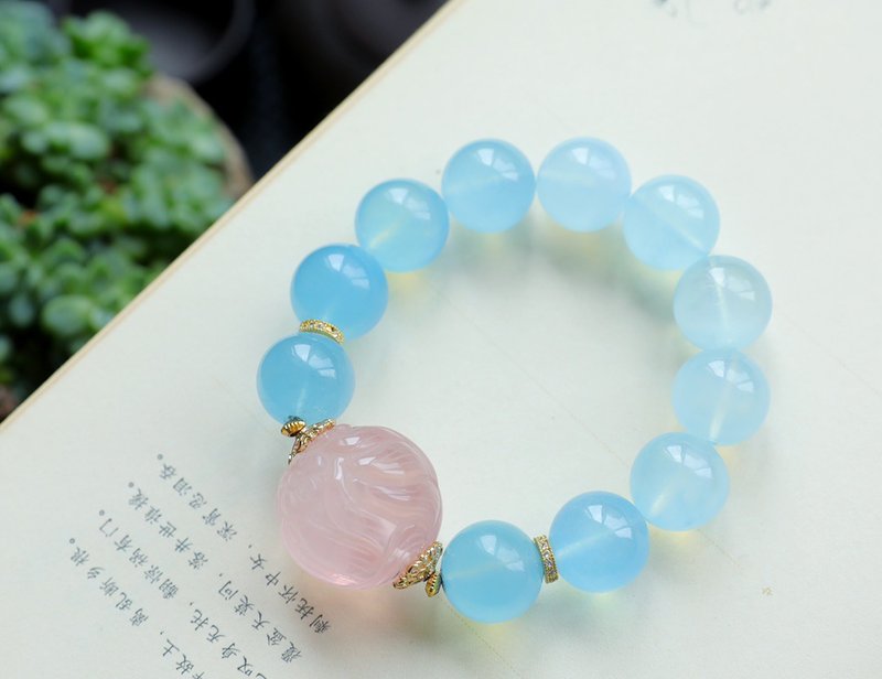 清新淡雅的天然海蓝宝设计款单圈手链 晶体通透 魔鬼蓝 颜色蓝润 - 手链/手环 - 水晶 