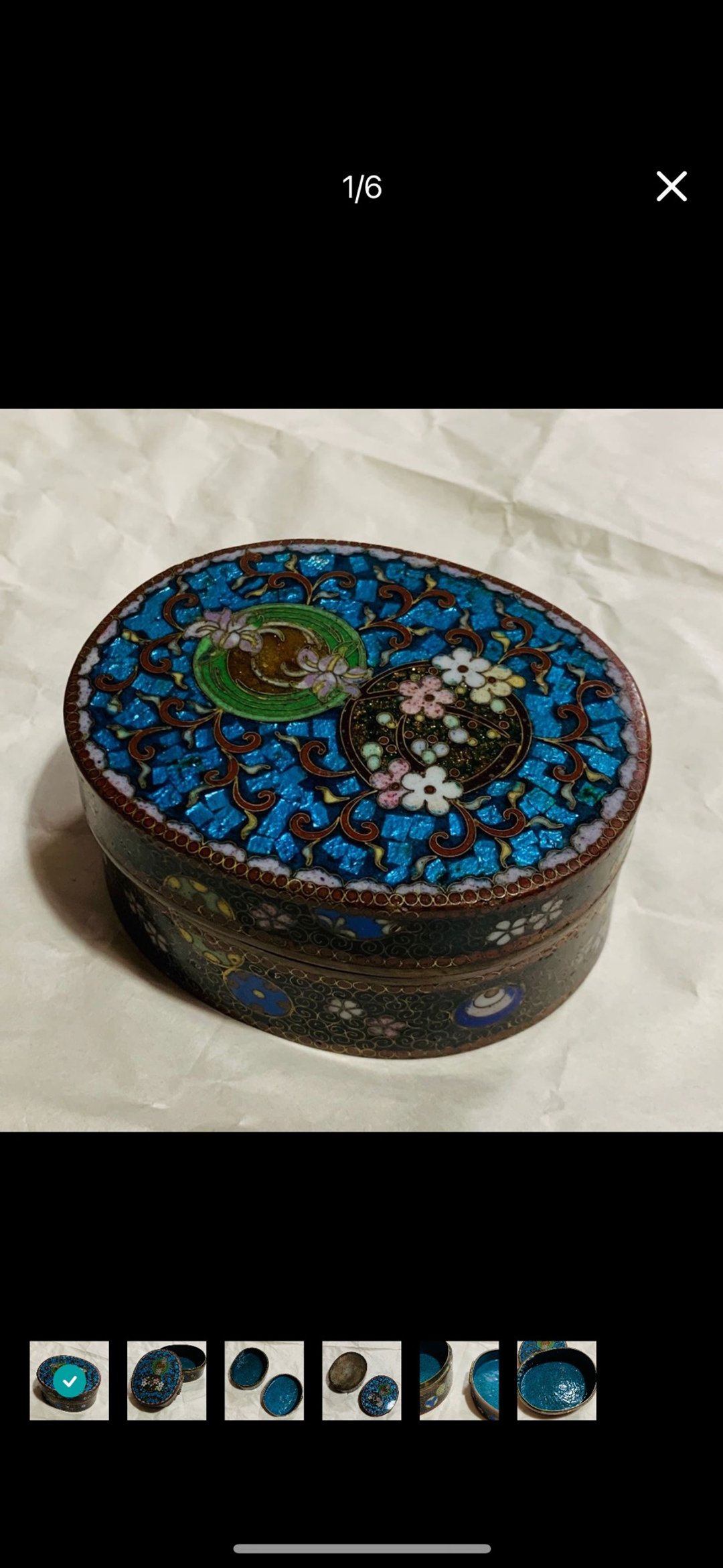 日本七宝烧掐丝珐琅 花卉椭圆型首饰盒 - 其他 - 其他金属 