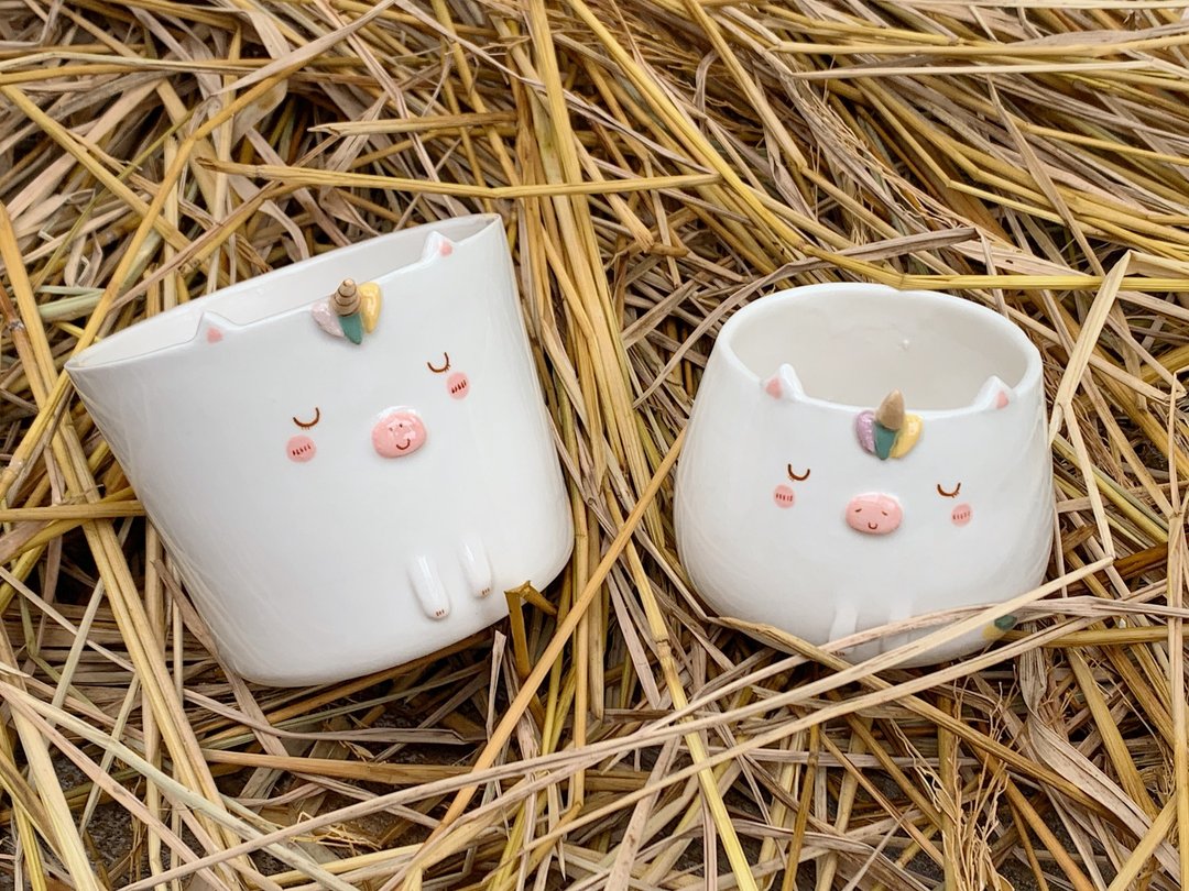Unicorn planter - 植栽/盆栽 - 陶 红色