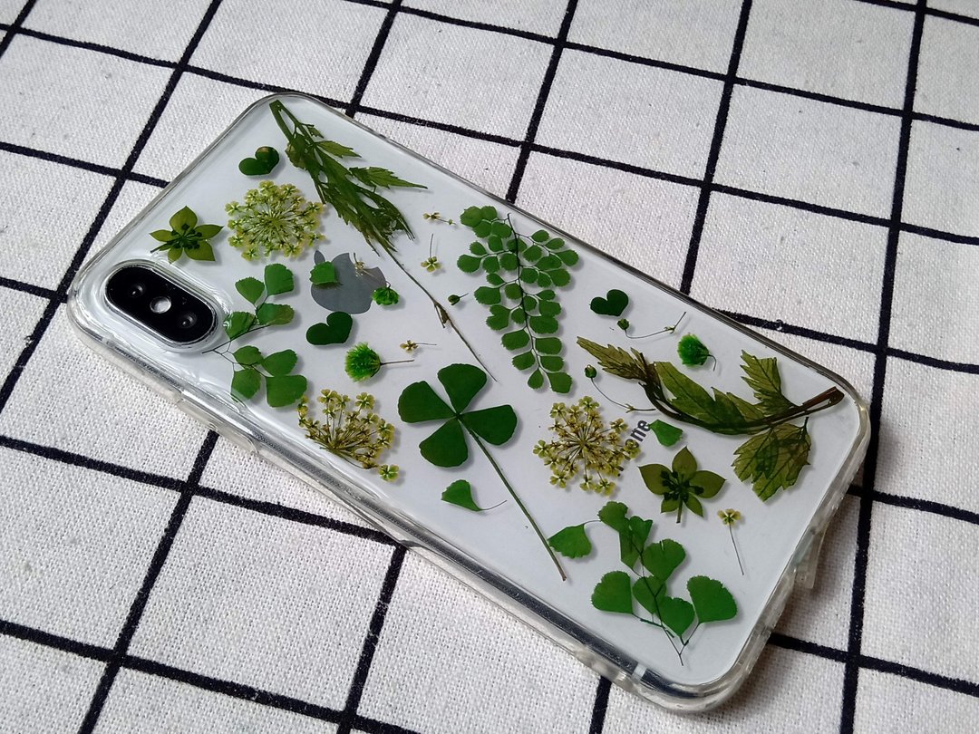 手作手机保护壳,iPhone X,iPhone xs, 绿叶 - 手机壳/手机套 - 塑料 绿色