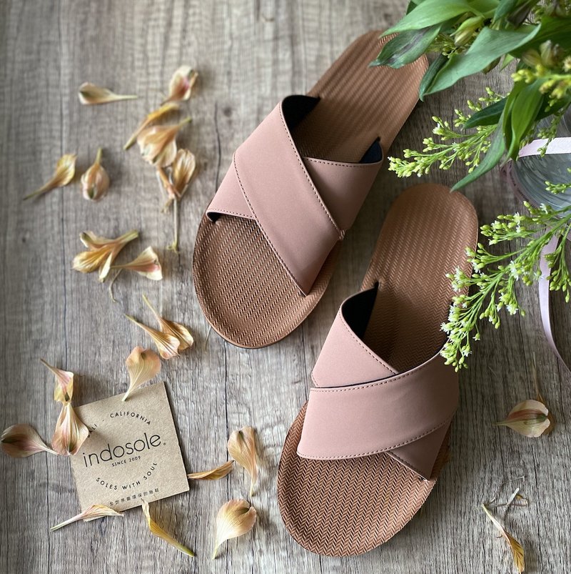 indosole CROSS 环保拖鞋 铁锈红 女 - 拖鞋 - 环保材料 粉红色