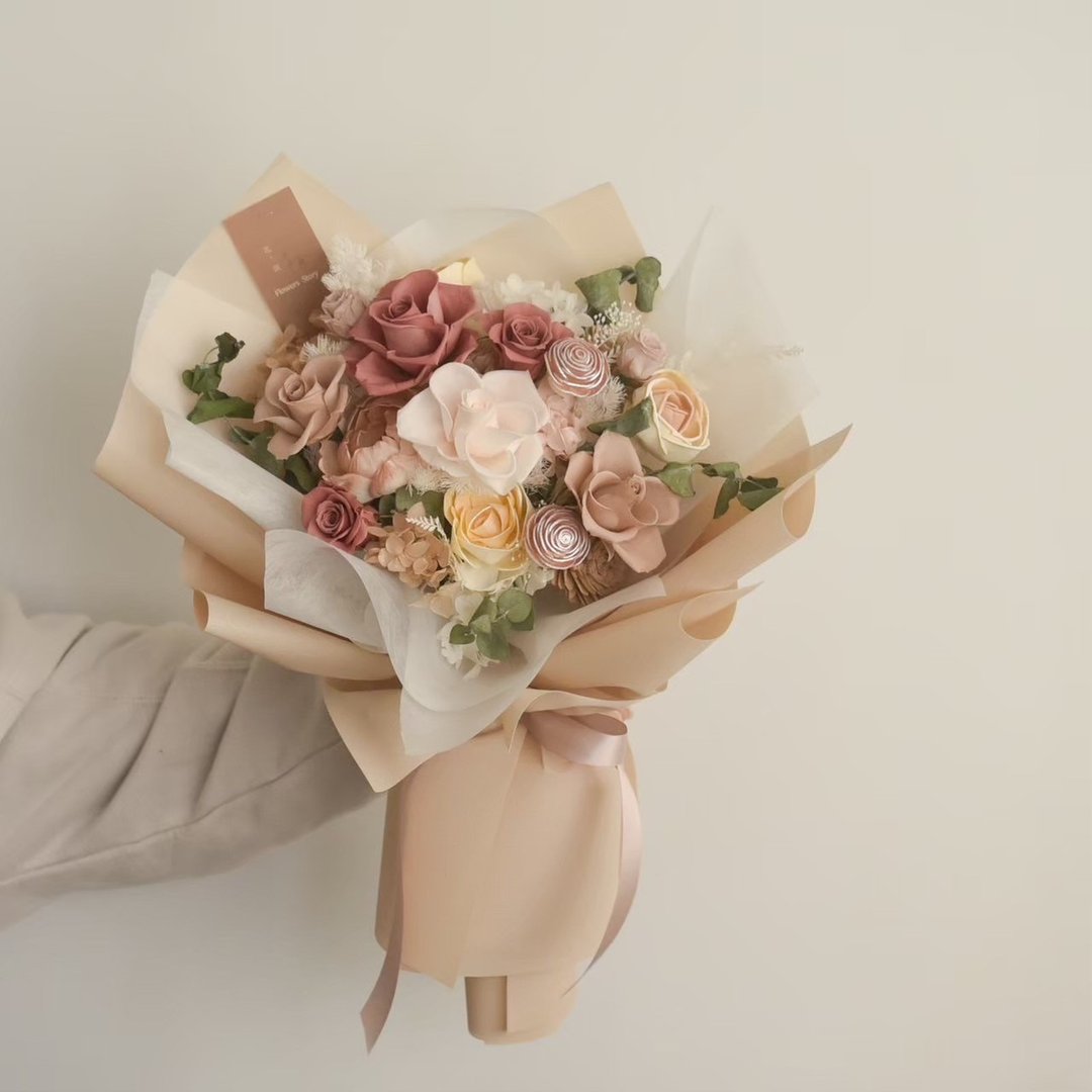 /粉红甜蜜花园/毕业花束 求婚花束 七夕 情人节 开幕 婚礼 教师节 - 干燥花/捧花 - 植物．花 粉红色