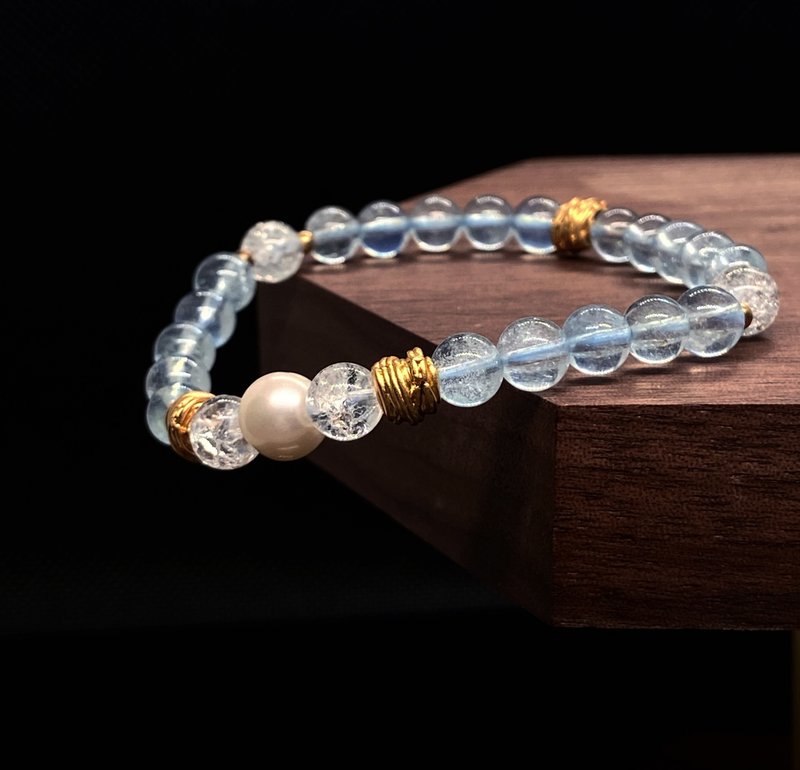 【海水正蓝/Botticelli Blue】冰种海蓝宝手链 | 天然石 水晶手链 - 手链/手环 - 水晶 