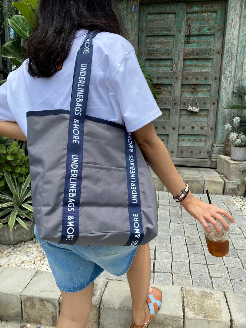 Mini Grey Recycled Nylon Market Tote Bag / Light Weight / water resistant - 手提包/手提袋 - 防水材质 灰色