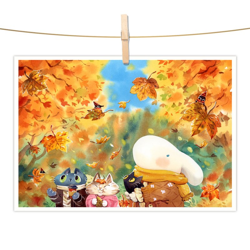 afu水彩插画明信片 - 秋日交响曲 - 卡片/明信片 - 纸 