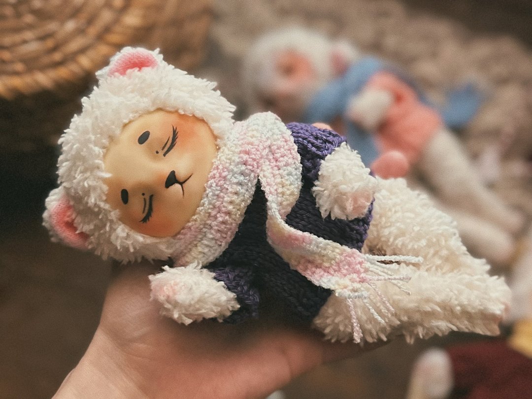 可爱舒适的手工可动睡眠娃娃 19厘米 内部可动 收藏玩具 - 玩偶/公仔 - 聚酯纤维 粉红色