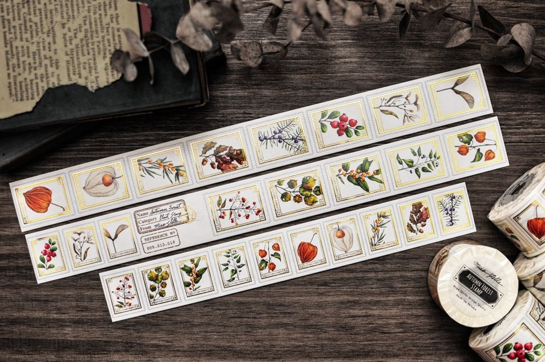 秋日森林邮票纸胶带 - 3.5cm - 纸胶带 - 纸 多色