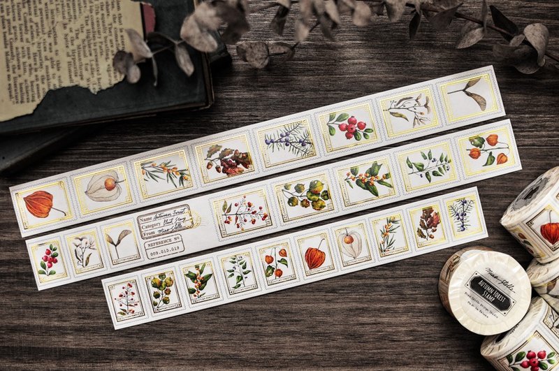 秋日森林邮票纸胶带 - 3.5cm - 纸胶带 - 纸 多色