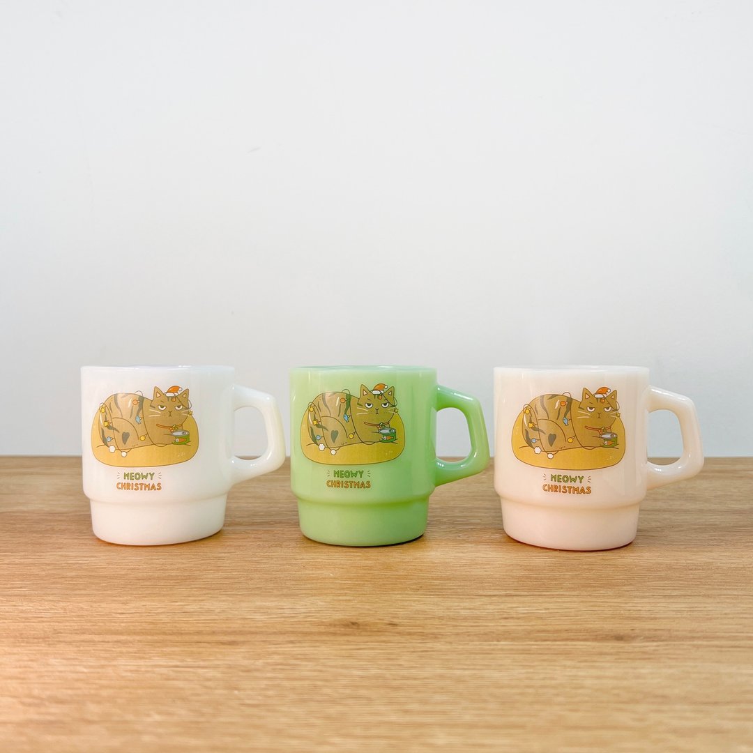 圣诞限定 Meowy Christmas牛奶玻璃杯 圣诞礼盒 - 玻璃杯 - 玻璃 白色