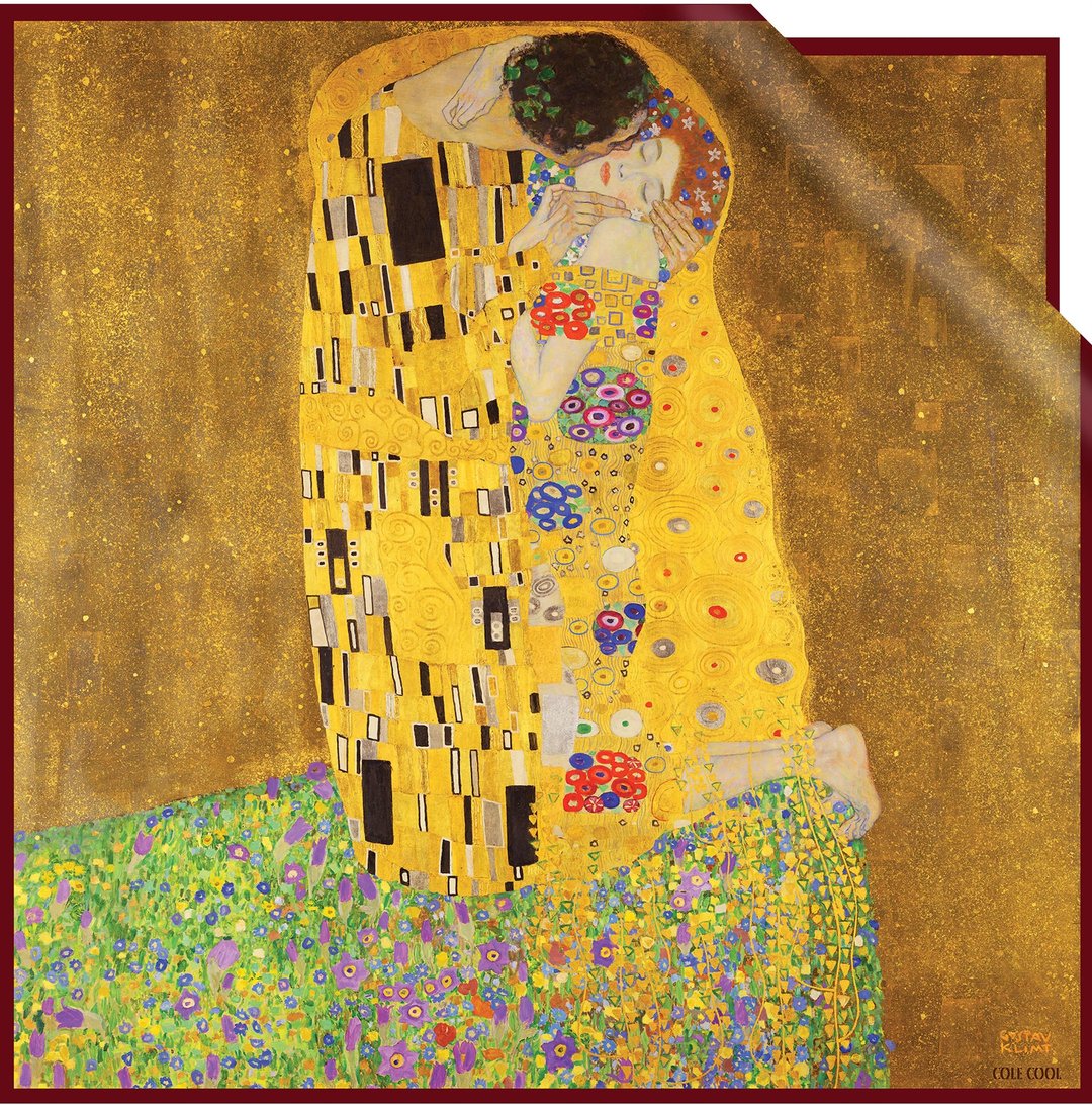 【The Kiss (Lovers)】真丝围巾 艺术方巾 名画丝巾 情人节礼物 - 丝巾 - 丝．绢 金色