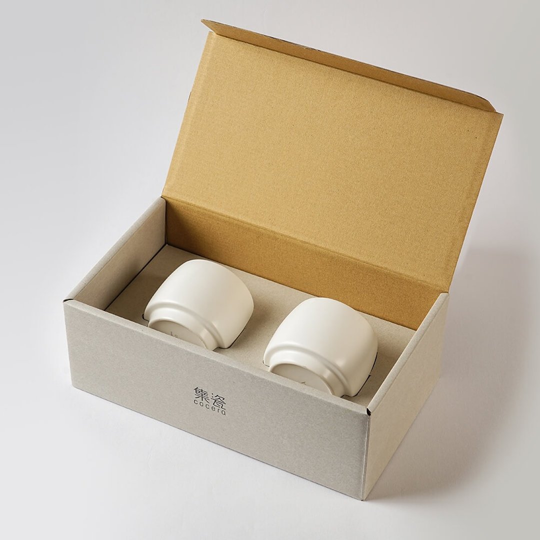 【微缓特】平衡壶-双层杯(2入) - 茶具/茶杯 - 瓷 白色