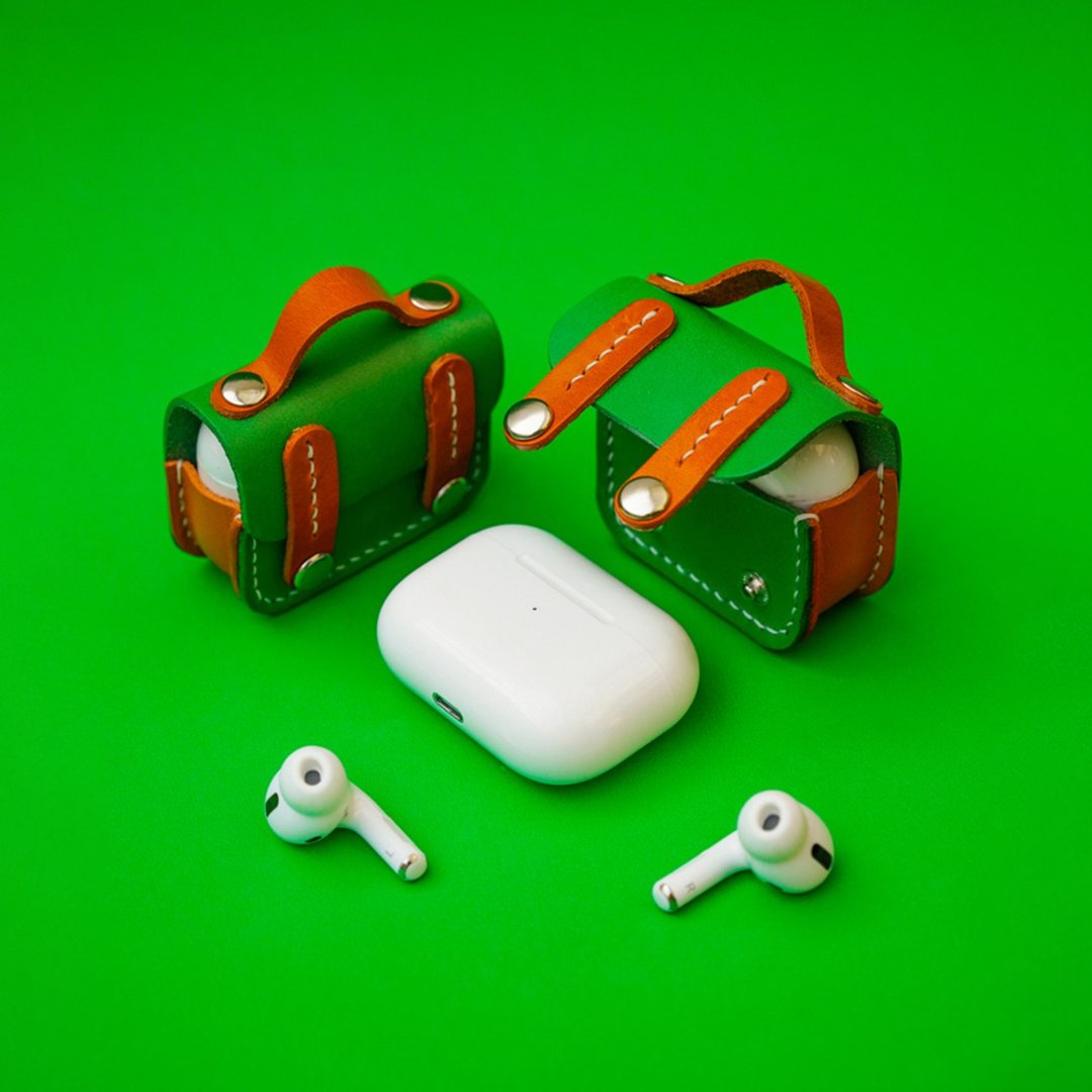 AirPods Pro 真皮保護套 掛脖 Apple耳機3代保護殼 兩針一線手縫 - 耳机收纳 - 真皮 