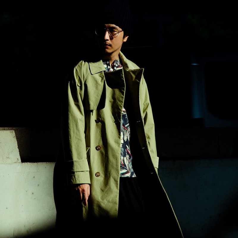 防泼水抗污双排扣长版风衣 - 女装西装外套/风衣 - 聚酯纤维 卡其色