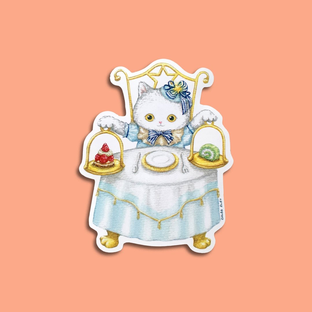 原创 星座猫猫 天秤座 水彩手绘 胶面贴纸 - 贴纸 - 纸 多色
