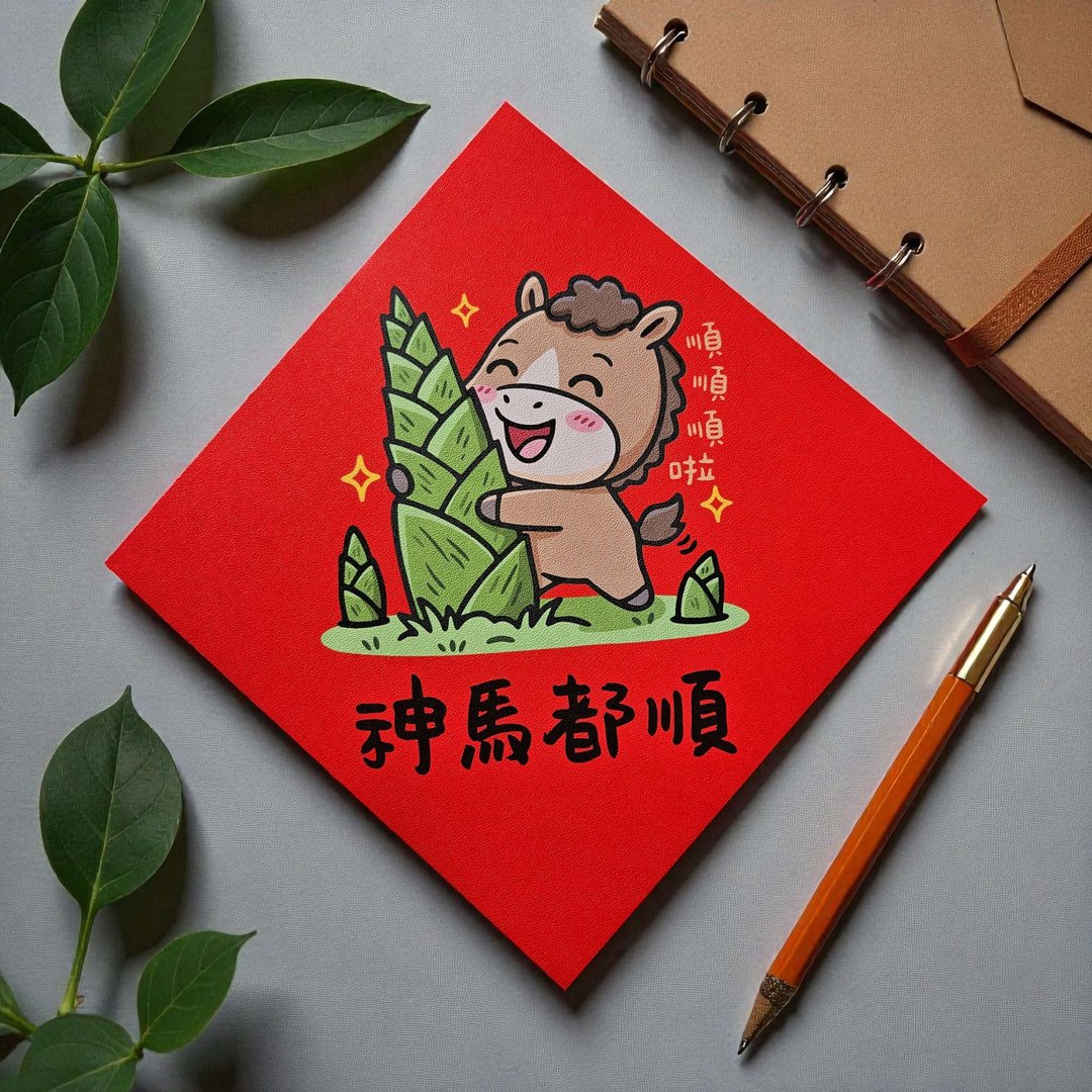 马上成交 2026 原创插画 马年春联 套装对联 方型 - 红包/春联 - 纸 