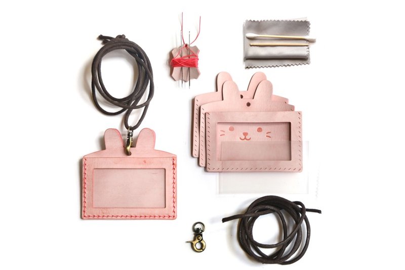 Fading Mist 兔子证件套皮革材料包 - 皮件 - 真皮 粉红色
