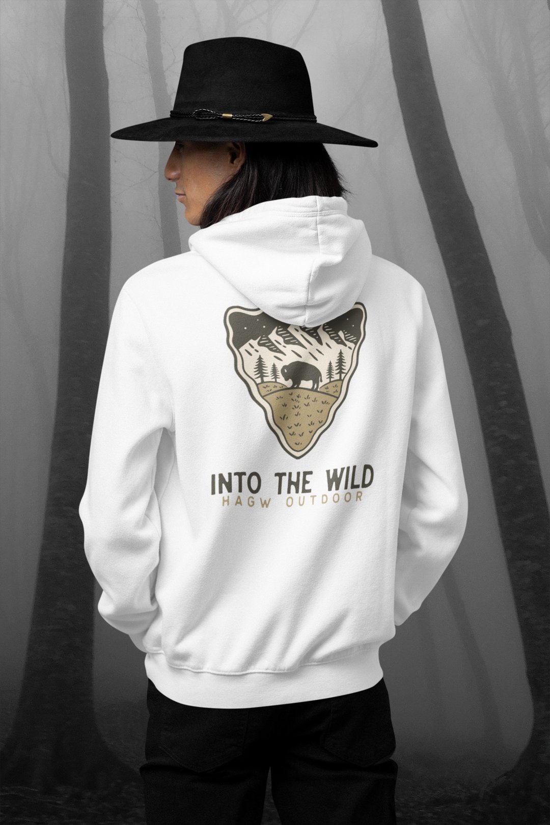 HAGW x Bali Collection 重磅绒布帽T-Into The Wild-White - 中性连帽卫衣/T 恤 - 棉 