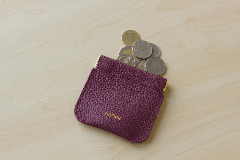 ADORE Leather coin purse - Maroon - 零钱包 - 真皮 紫色