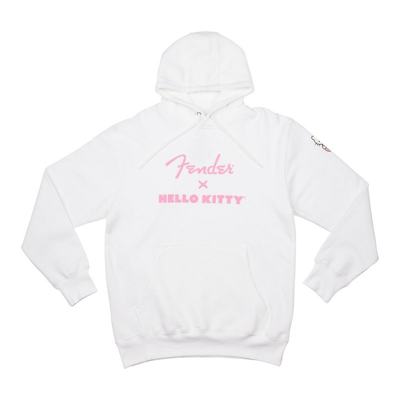 Fender x Hello Kitty White Sleeve Logo Hoodie 联名款帽T - 中性连帽卫衣/T 恤 - 棉．麻 白色