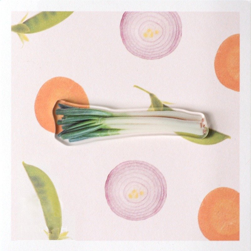 NoMatch不合设计透明菜市场大葱印花亚克力胸针 - 胸针 - 压克力 绿色