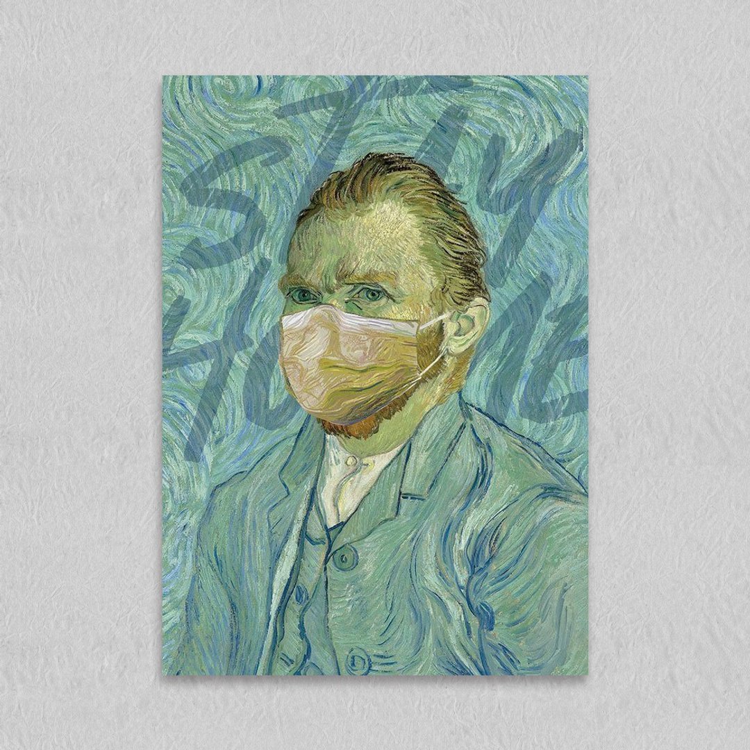 明信片 Stay Home Van Gogh - 卡片/明信片 - 纸 白色