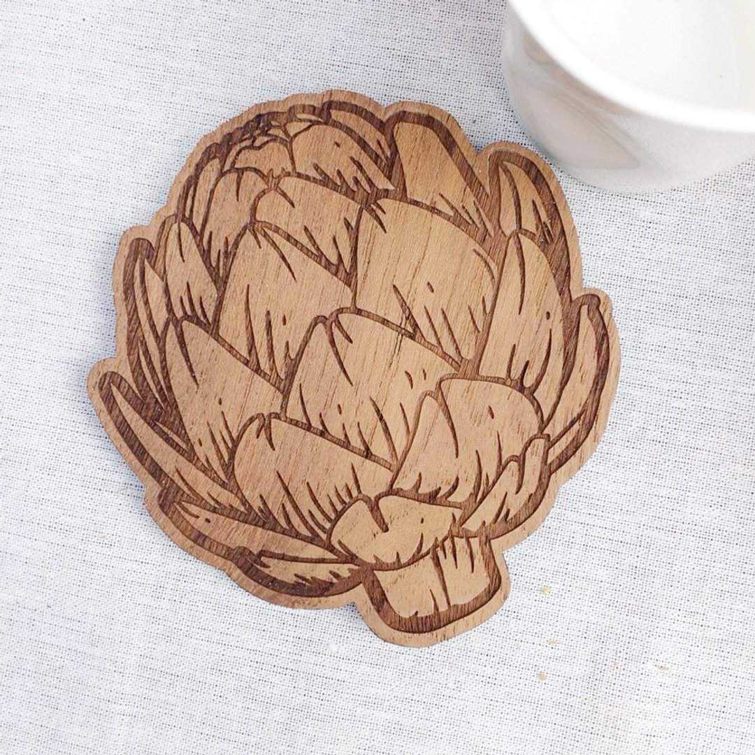 Wooden coasters artichoke - 杯垫 - 木头 咖啡色