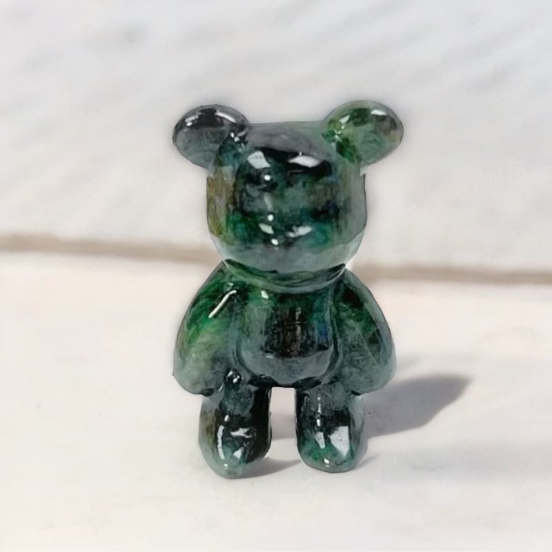 【熊熊玉见你】花青翡翠可爱小熊摆饰 | 天然缅甸翡翠A货 | 送礼 - 摆饰 - 玉石 绿色