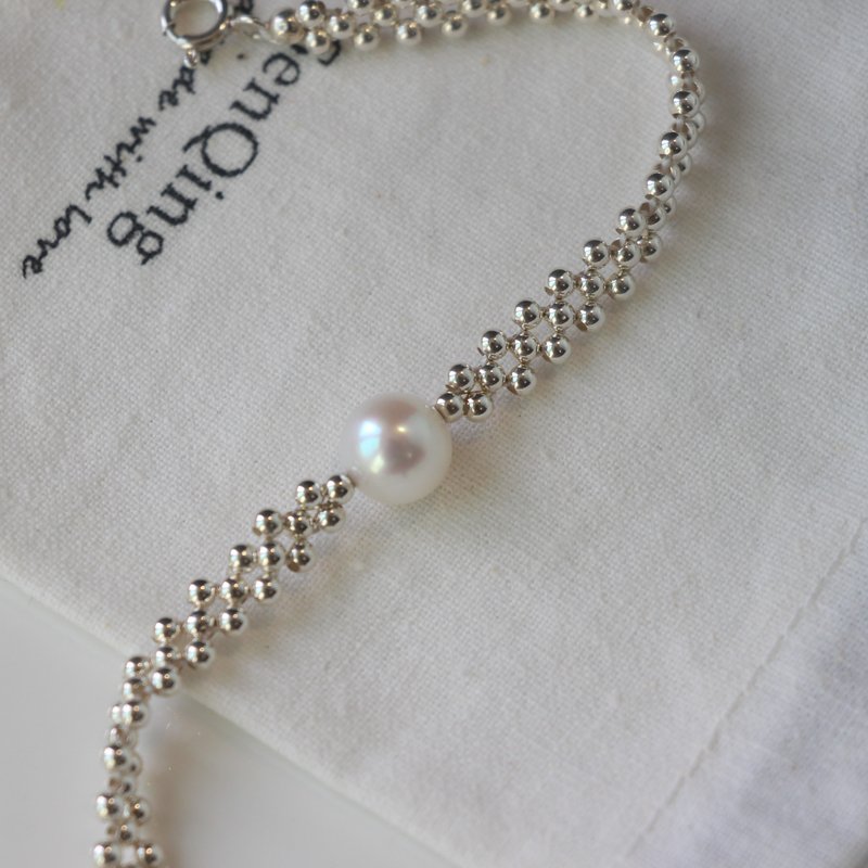 SV925银编织珍珠手链 - 手链/手环 - 珍珠 多色