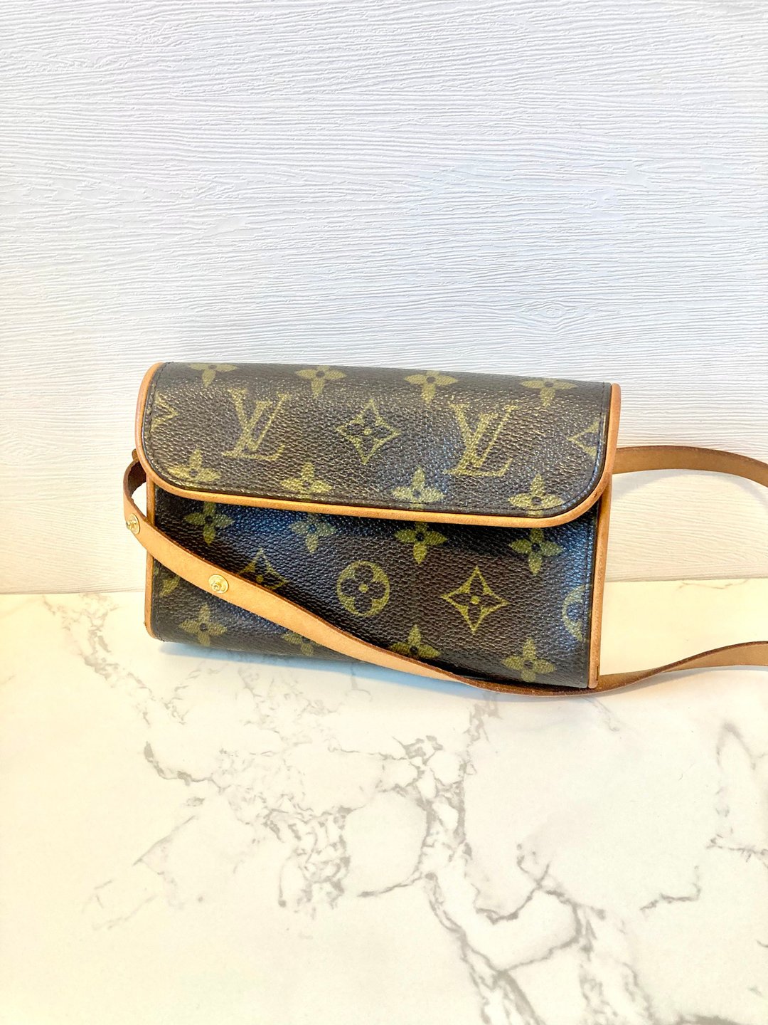 中古二手Louis Vuitton LV老花迷你腰带腋下小包侧背背孭单肩手袋 - 侧背包/斜挎包 - 真皮 咖啡色