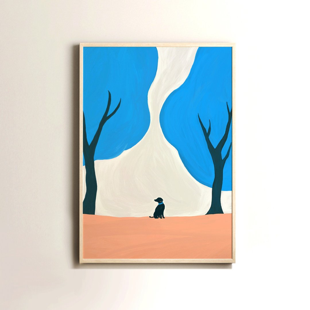a lonely dog  art print (Frame not included) - 海报/装饰画/版画 - 纸 白色