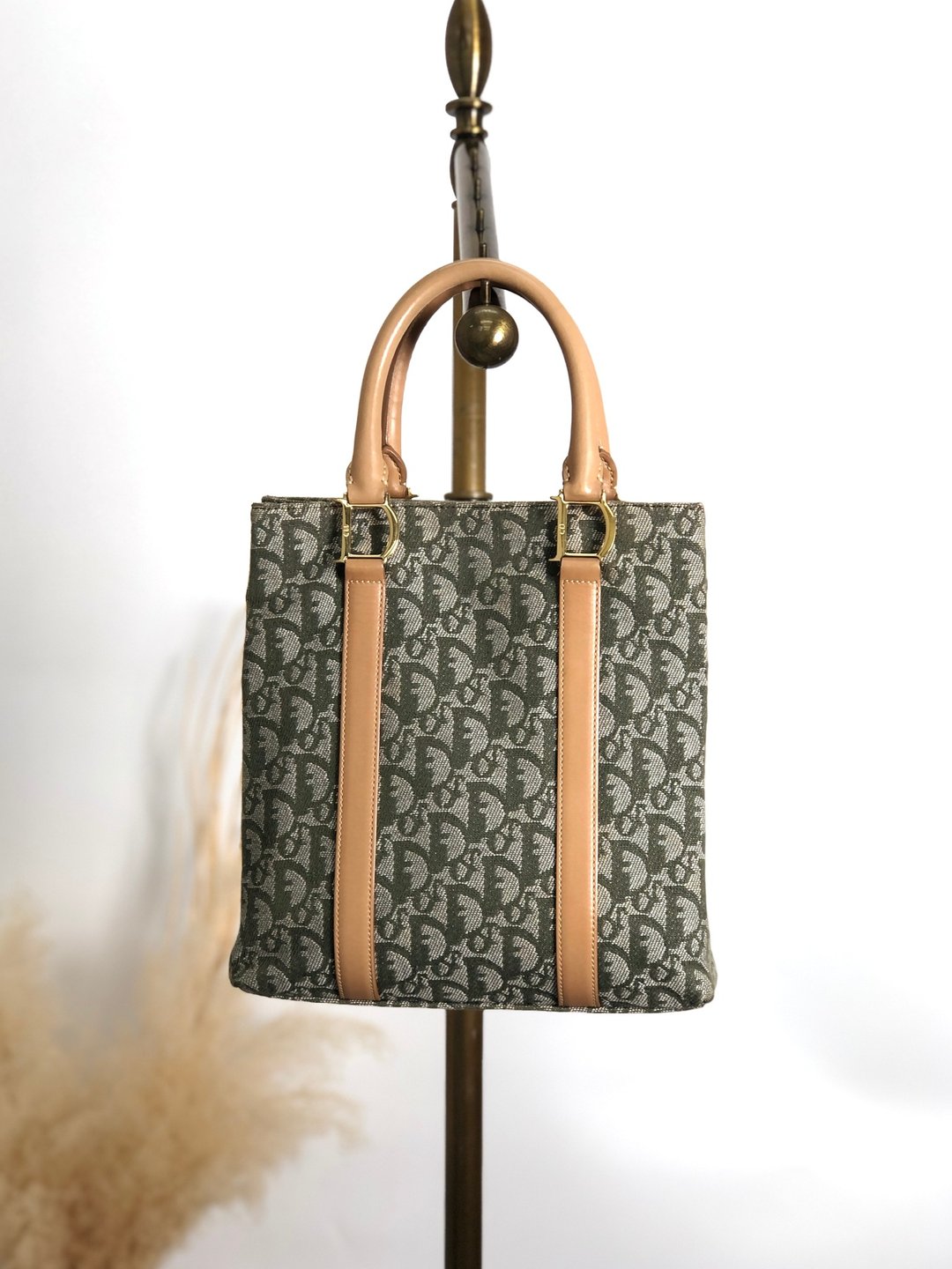 [日本直送，品牌二手包] Christian Dior Trotter 手提包，绿提花，复古 vcheai - 手提包/手提袋 - 棉 绿色