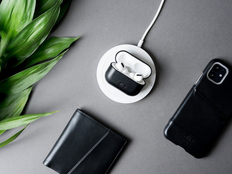 AirPods Pro 皮革耳机保护套 – 渡鸦黑-定制化刻字礼物 - 耳机 - 真皮 黑色